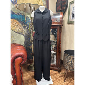 Women's Reggio Black Sleeveless Vest & Pantsuit Set Size 12